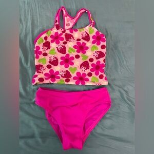 Speedo Pink and Green Floral Girl Kids Bikini Sz 14